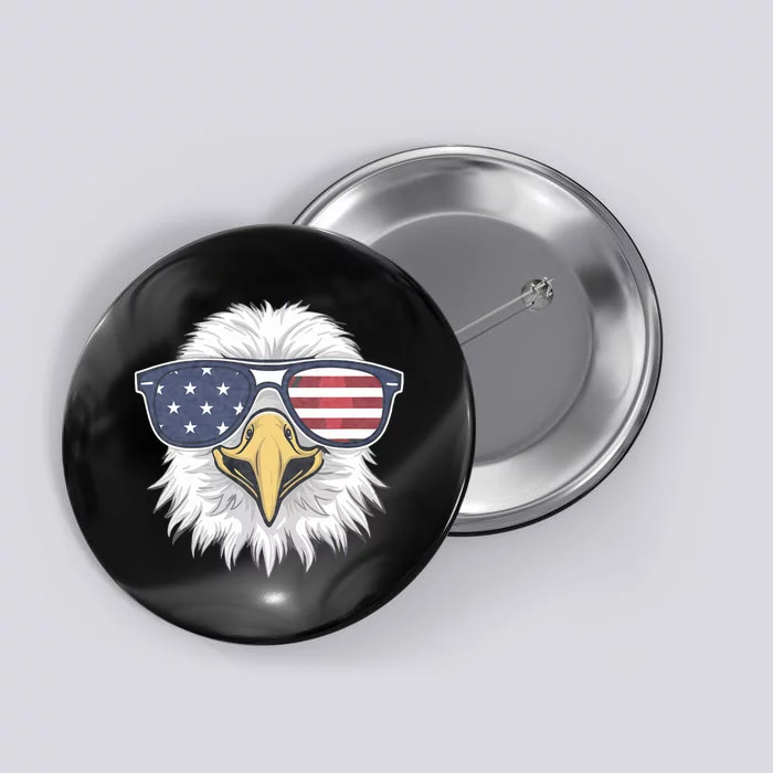 Patriotic Eagle 4th Of July Usa American Flag Button