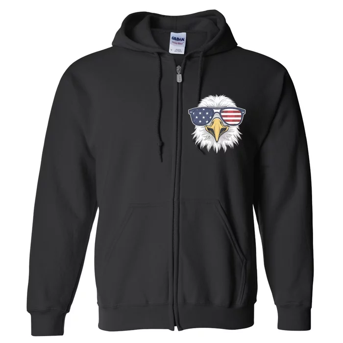 Patriotic Eagle 4th Of July Usa American Flag Full Zip Hoodie