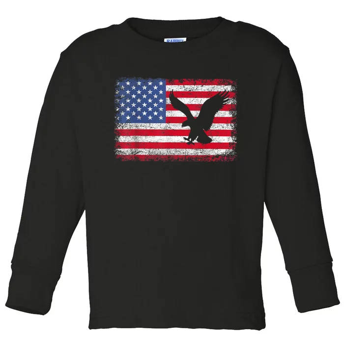 Patriotic Eagle 4th Of July Usa American Flag American Flag Gifts Toddler Long Sleeve Shirt