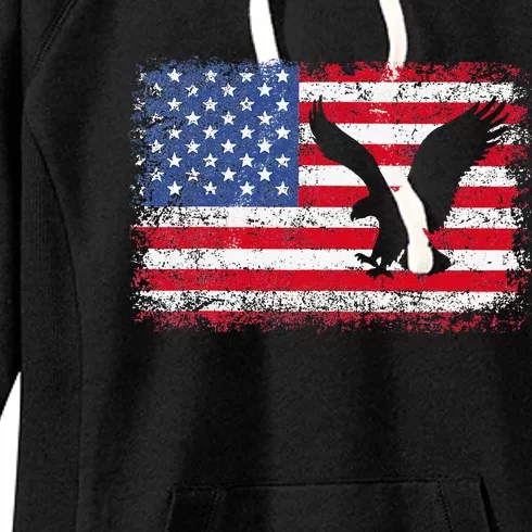 Patriotic Eagle 4th Of July Usa American Flag Women's Fleece Hoodie