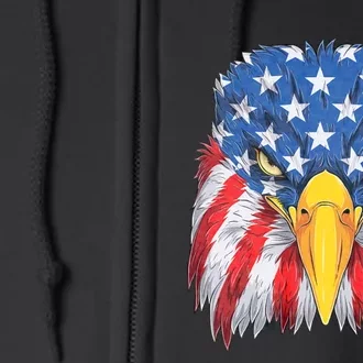 Patriotic Eagle 4th Of July Usa American Flag Merica Full Zip Hoodie