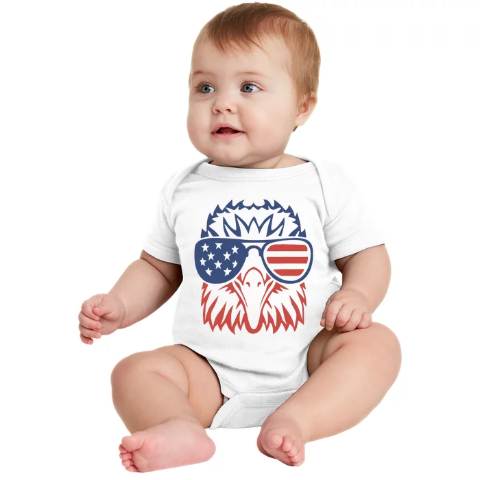 Patriotic Eagle 4th Of July Usa American Flag Design Baby Bodysuit