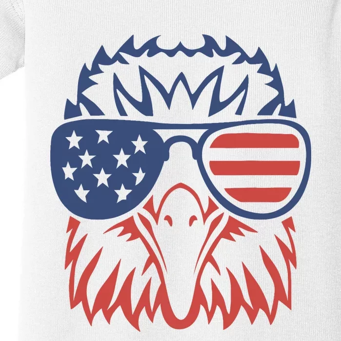 Patriotic Eagle 4th Of July Usa American Flag Design Baby Bodysuit