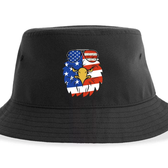 Patriotic Eagle 4th Of July Sunglass Usa American Flag Sustainable Bucket Hat