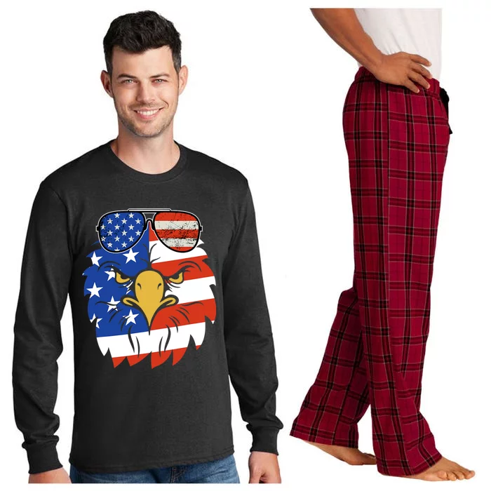 Patriotic Eagle 4th Of July Sunglass Usa American Flag Long Sleeve Pajama Set