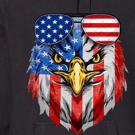 Patriotic Eagle 4th Of July Sunglass Usa American Flag Premium Hoodie