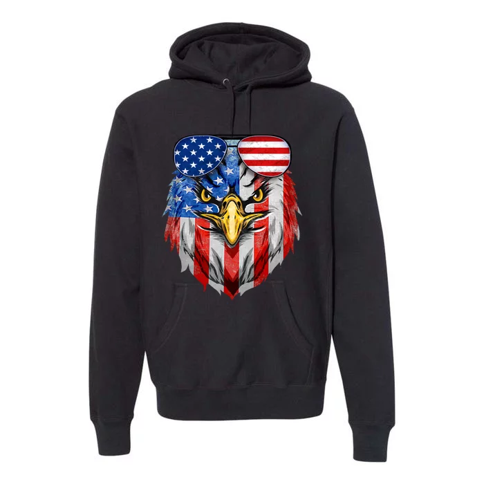 Patriotic Eagle 4th Of July Sunglass Usa American Flag Premium Hoodie