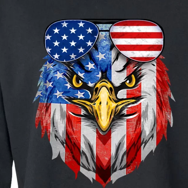 Patriotic Eagle 4th Of July Sunglass Usa American Flag Cropped Pullover Crew