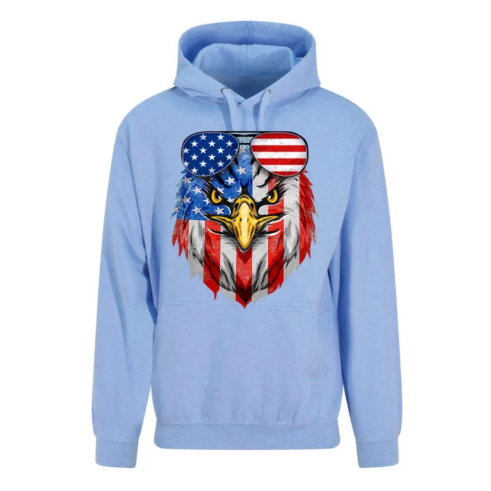 Patriotic Eagle 4th Of July Sunglass Usa American Flag Unisex Surf Hoodie