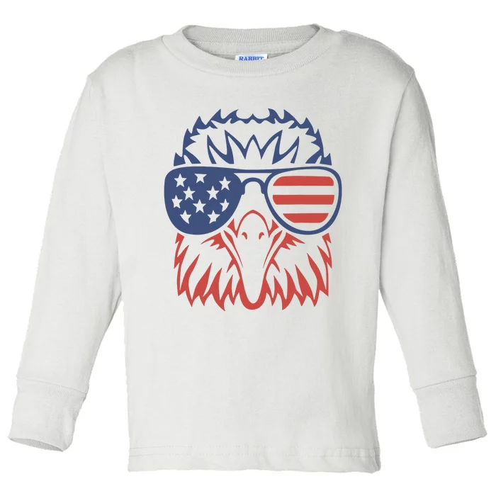 Patriotic Eagle 4th Of July USA American Flag Toddler Long Sleeve Shirt