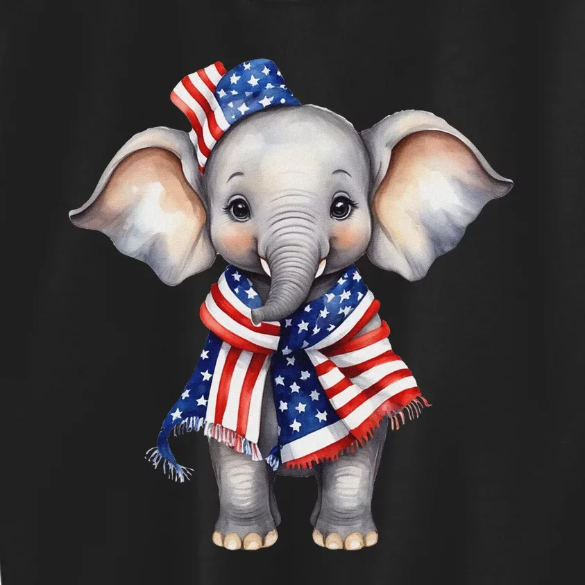 Patriotic Elephant 4th Of July Us Flag Kids Sweatshirt