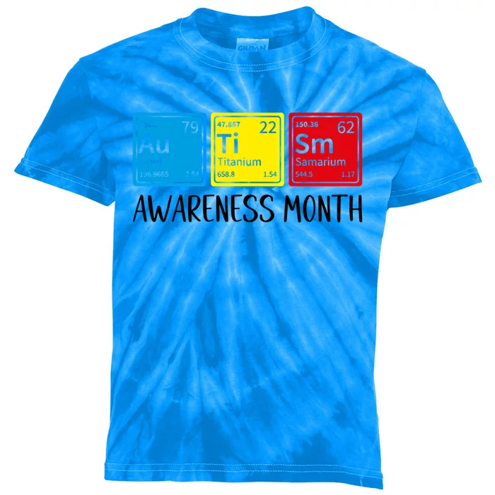 Periodic Elets Autism Awareness Gift Kids Tie-Dye T-Shirt