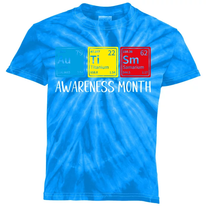 Periodic Elets Autism Awareness Gift Kids Tie-Dye T-Shirt