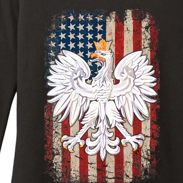 Polish Eagle American Flag Pride Poland Womens CVC Long Sleeve Shirt