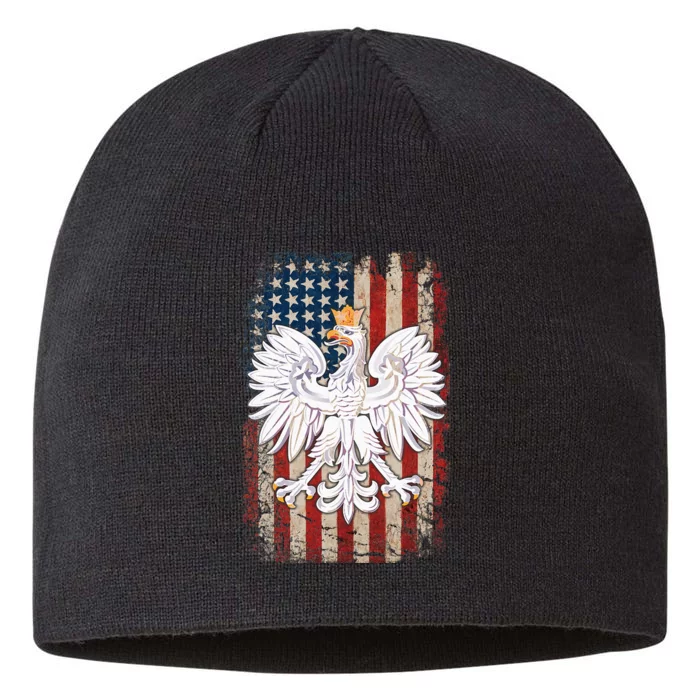 Polish Eagle American Flag Pride Poland 8 1/2in Sustainable Knit Beanie