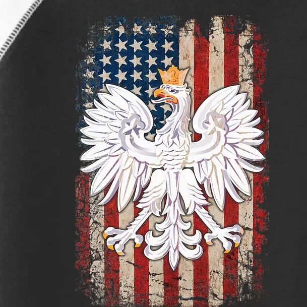 Polish Eagle American Flag Pride Poland Toddler Fine Jersey T-Shirt