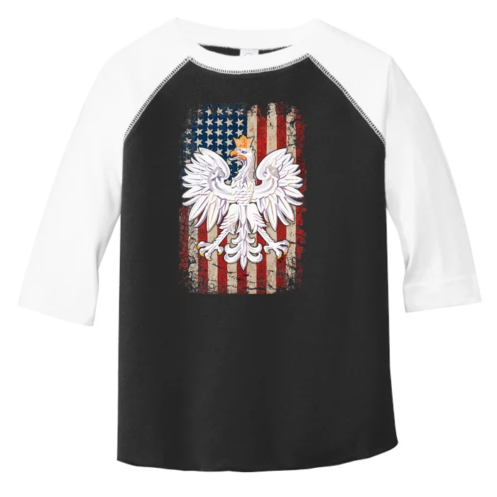 Polish Eagle American Flag Pride Poland Toddler Fine Jersey T-Shirt