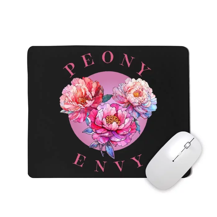 Peony Envy apparel plush peonies on glowing moon Mousepad