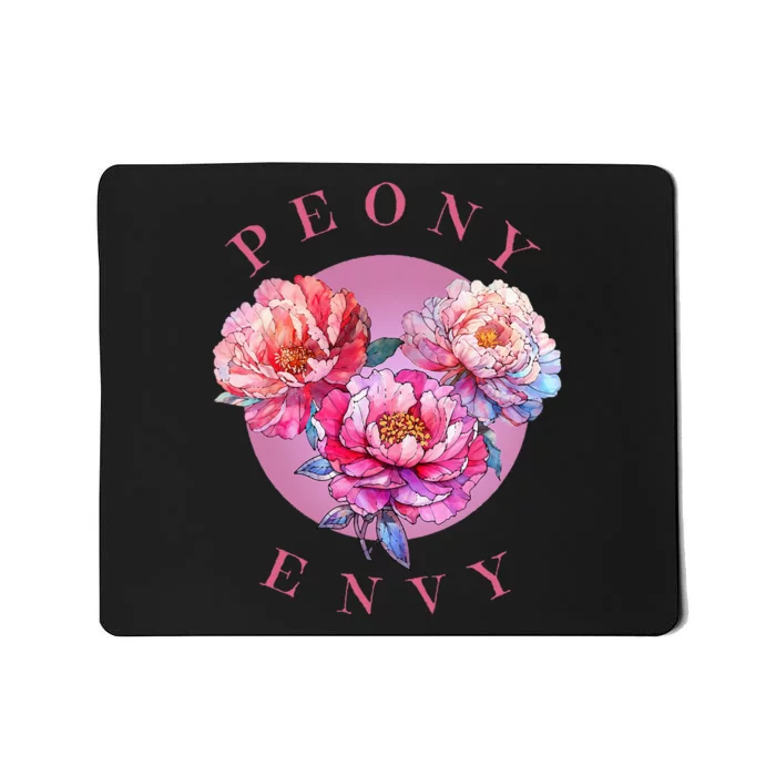 Peony Envy apparel plush peonies on glowing moon Mousepad