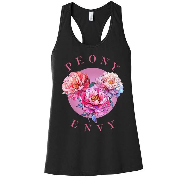 Peony Envy apparel plush peonies on glowing moon Women's Racerback Tank