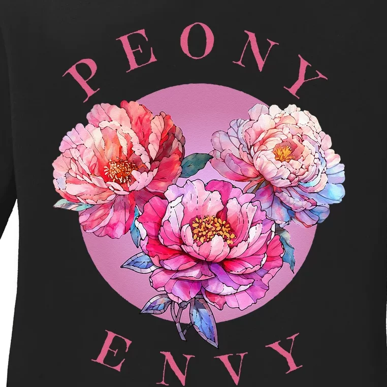 Peony Envy apparel plush peonies on glowing moon Ladies Long Sleeve Shirt