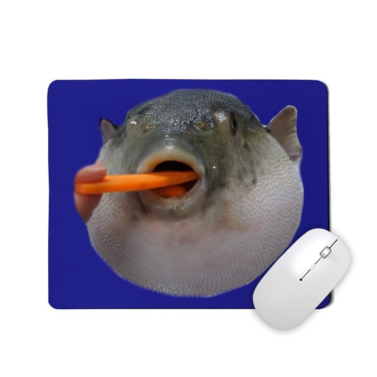 Pufferfish Eating A Carrot Meme Funny Blowfish Dank Memes Gift Mousepad |  TeeShirtPalace