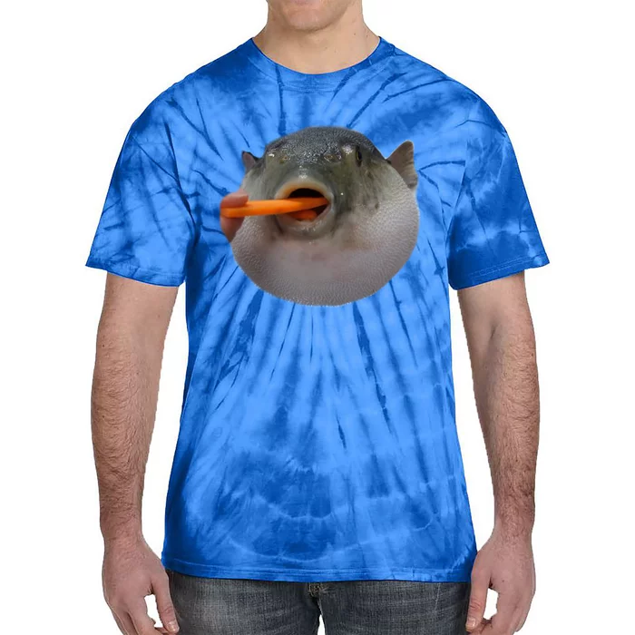 Pufferfish Eating A Carrot Meme Funny Blowfish Dank Memes Gift Tie-Dye T-Shirt