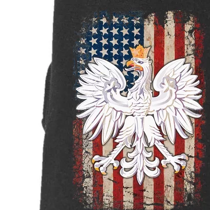 Polish Eagle American Flag Pride Poland Doggie 3-End Fleece Hoodie