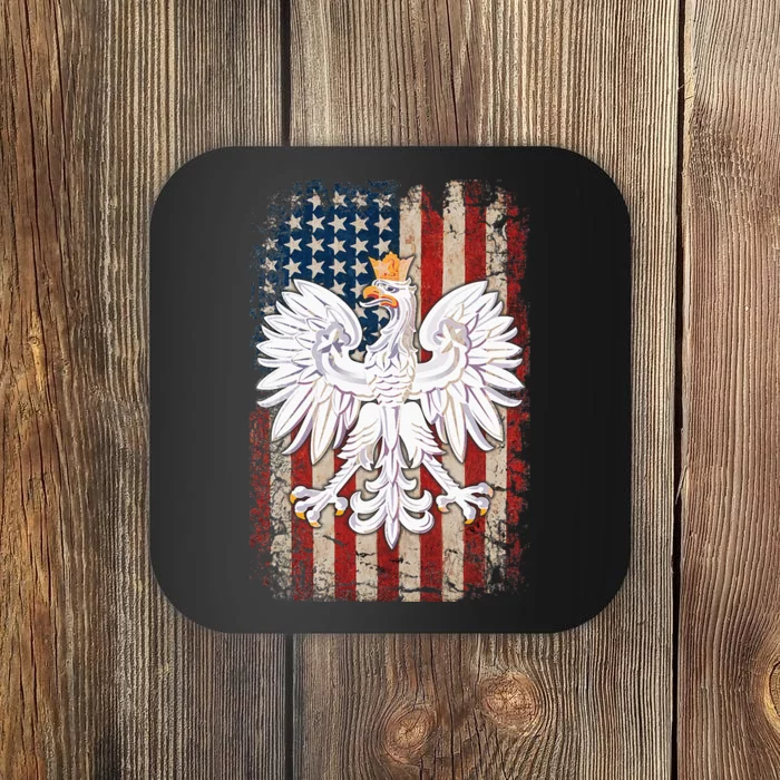 Polish Eagle American Flag Pride Poland Coaster