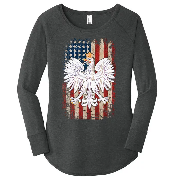 Polish Eagle American Flag Pride Poland Women's Perfect Tri Tunic Long Sleeve Shirt