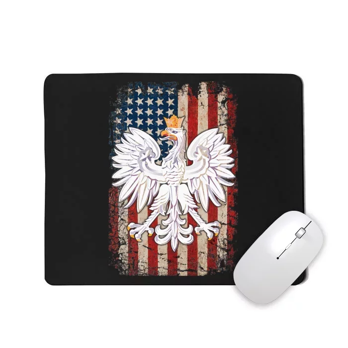 Polish Eagle American Flag Pride Poland Mousepad