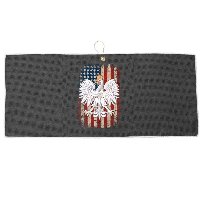 Polish Eagle American Flag Pride Poland Large Microfiber Waffle Golf Towel