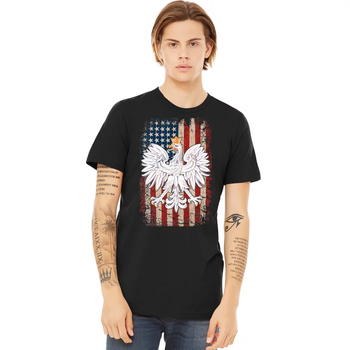 Polish Eagle American Flag Pride Poland Premium T-Shirt