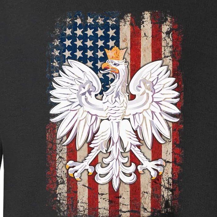 Polish Eagle American Flag Pride Poland Toddler Sweatshirt