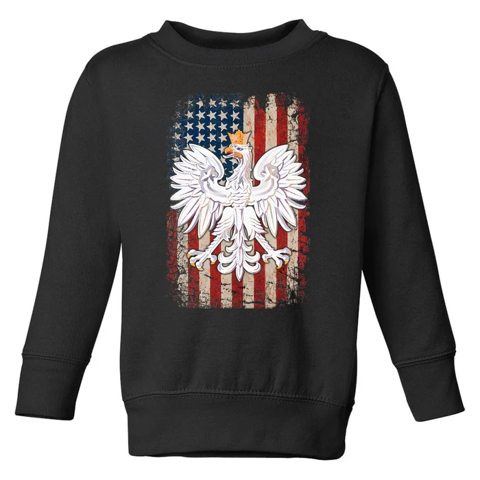 Polish Eagle American Flag Pride Poland Toddler Sweatshirt