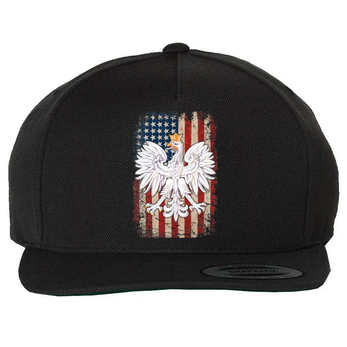 Polish Eagle American Flag Pride Poland Wool Snapback Cap