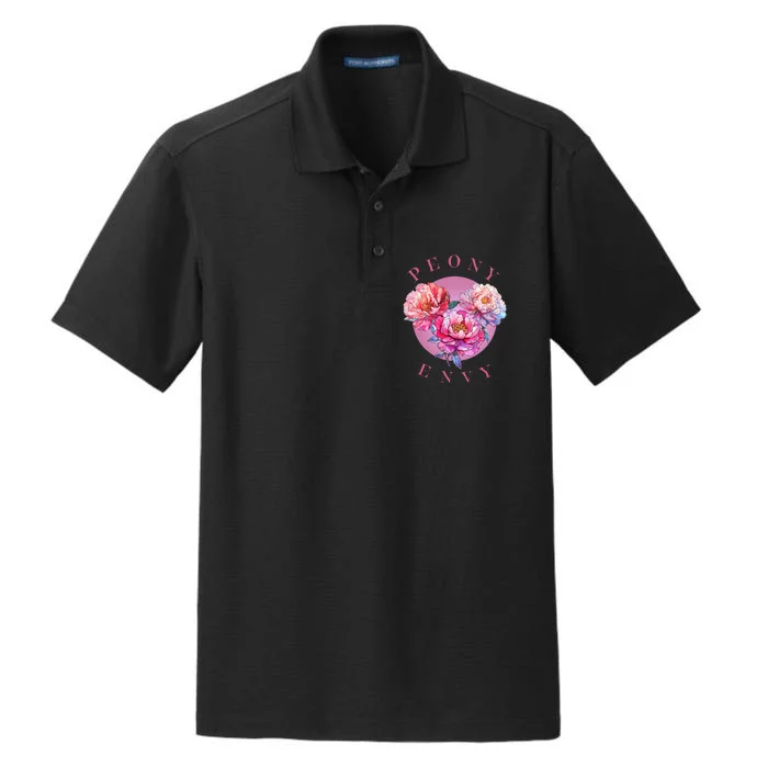 Peony Envy Apparel Plush Peonies On Glowing Moon Dry Zone Grid Performance Polo