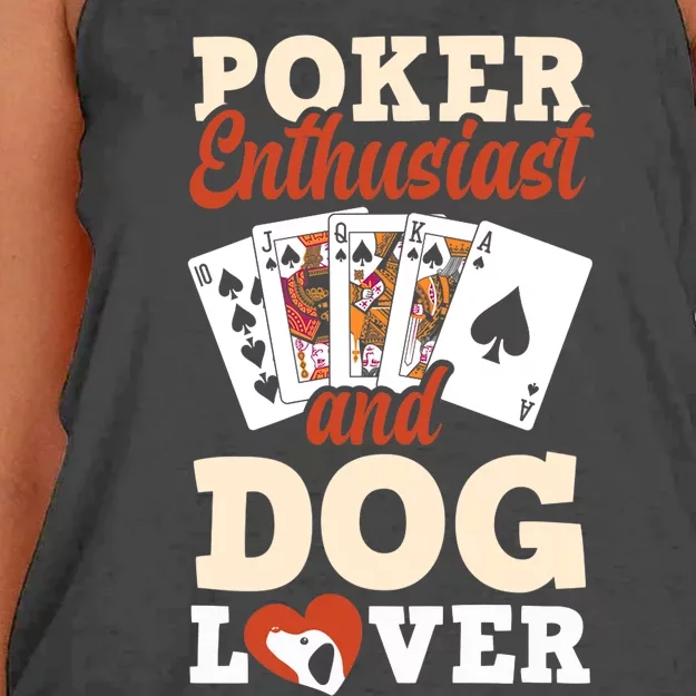 Poker Enthusiast And Dog Lover Funny Poker Player Poker Premium Women's Knotted Racerback Tank