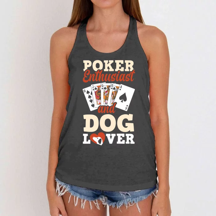 Poker Enthusiast And Dog Lover Funny Poker Player Poker Premium Women's Knotted Racerback Tank