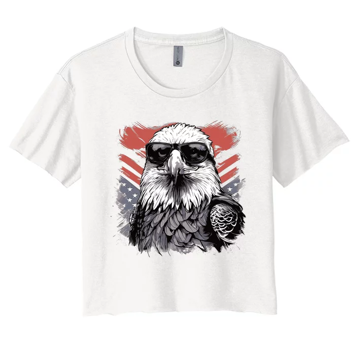 Proud Eagle: American Flag | 4th Of July Women's Crop Top Tee