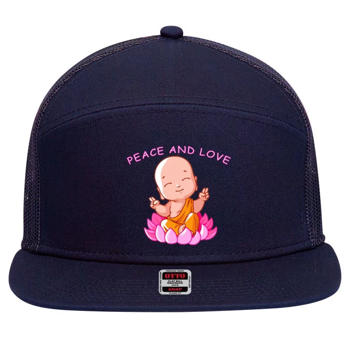 Peace And Love Buddha 7 Panel Mesh Trucker Snapback Hat