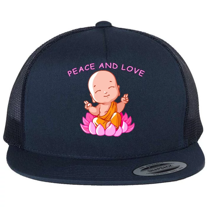 Peace And Love Buddha Flat Bill Trucker Hat