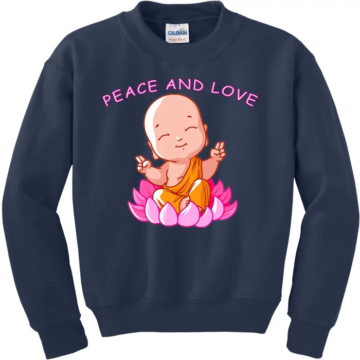 Peace And Love Buddha Kids Sweatshirt