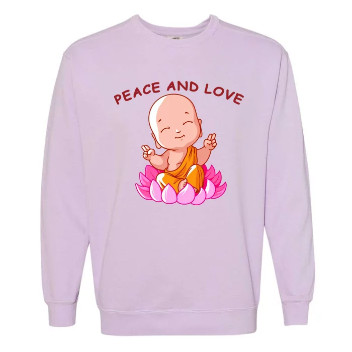 Peace And Love Buddha Garment-Dyed Sweatshirt