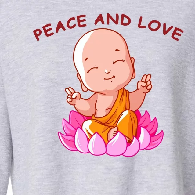 Peace And Love Buddha Cropped Pullover Crew