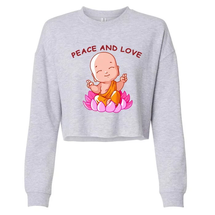 Peace And Love Buddha Cropped Pullover Crew