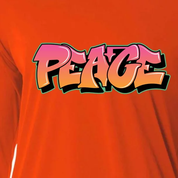 Peace Graffiti Sign Cooling Performance Long Sleeve Crew