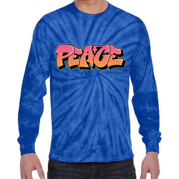 Peace Graffiti Sign Tie-Dye Long Sleeve Shirt