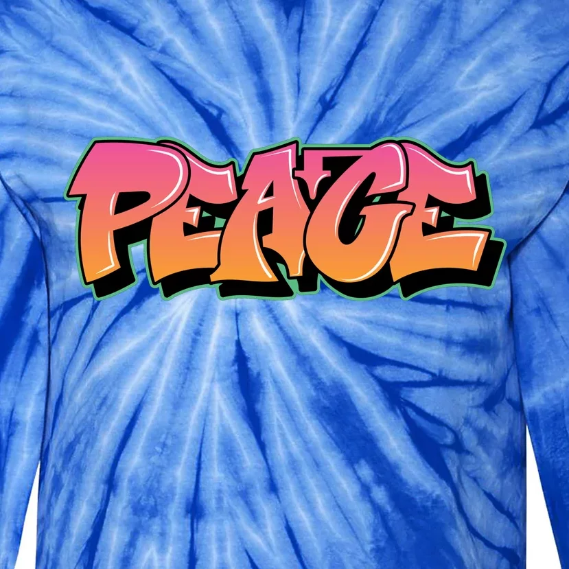 Peace Graffiti Sign Tie-Dye Long Sleeve Shirt