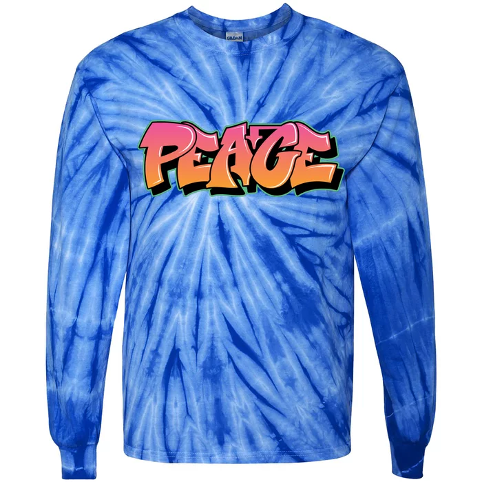 Peace Graffiti Sign Tie-Dye Long Sleeve Shirt